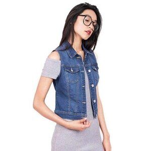 Wax Medium Wash Denim Blue Stretchy Vest